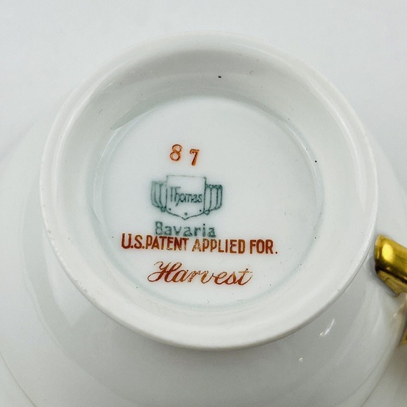 Thomas Bavaria Harvest Footed Cup & Saucer Set Fruit Blue Scroll Gold Rim - Picture 9 of 15